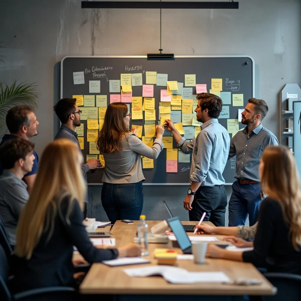 Il team durante una sessione di brainstorming